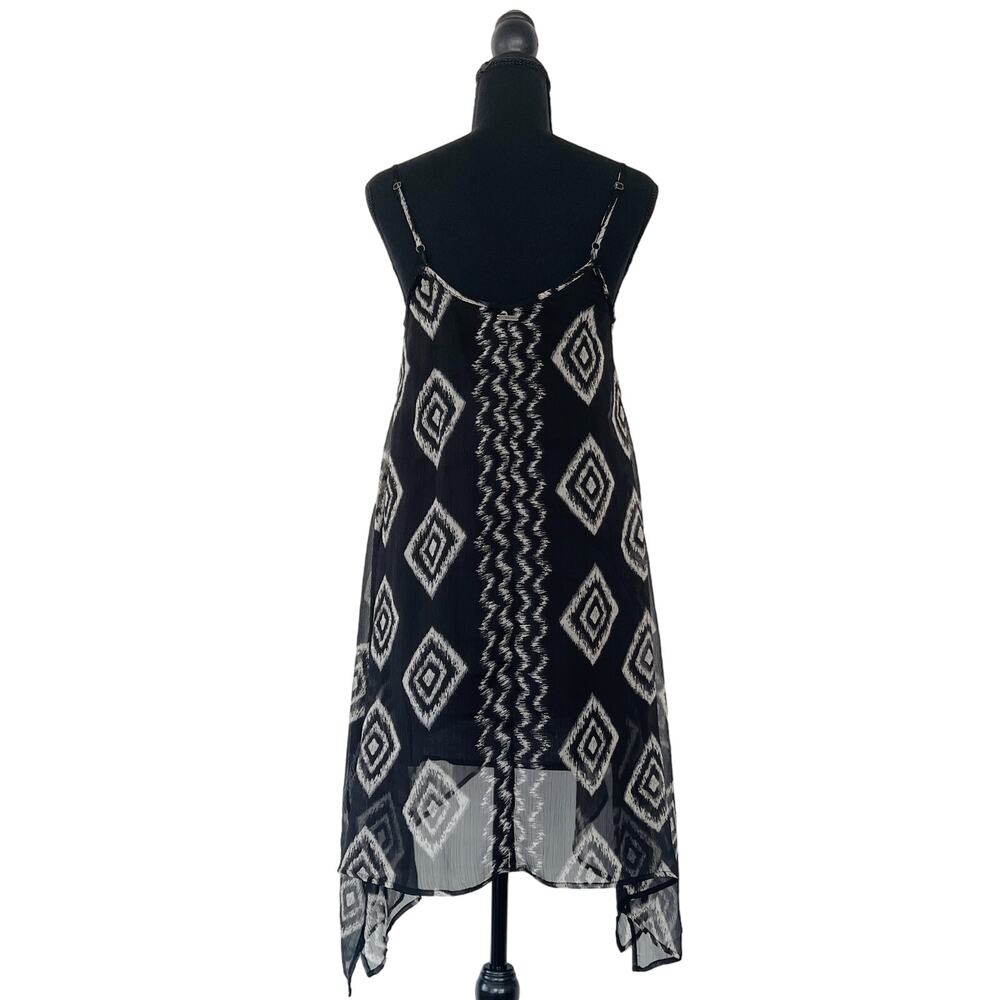 Sz Small Billabong Rapid Waves Black Asymmetric Hem Summer Dress Tribal